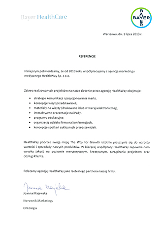 Reference Bayer - onkologia